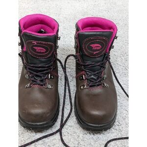 Avenger Womens Safety‎ Work Boots Brown Pink Leather Steel Toe Slip Proof 7.5W